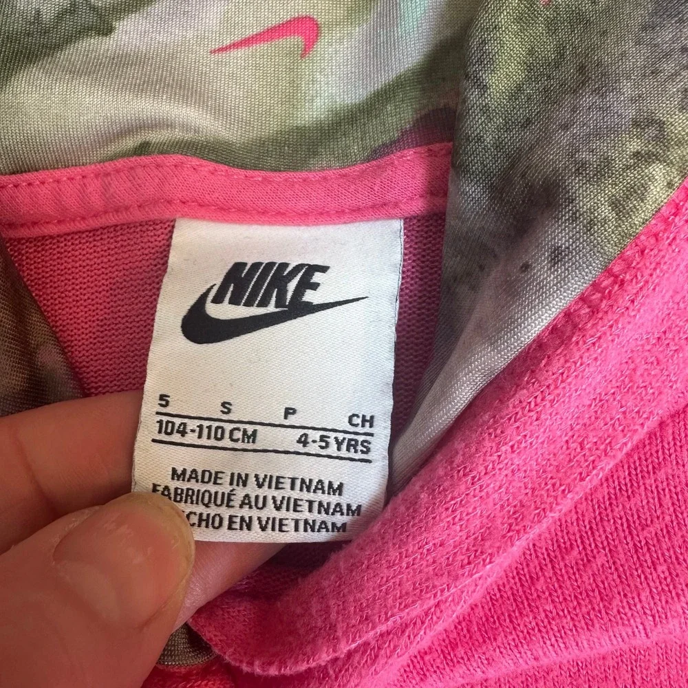 Nike Girls Pink Hoodie and Abstract Print Leggings 2‎ Piece Set Size 5 4-5 Years
